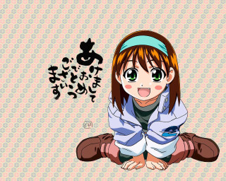 Girl sitting blush bandaid anime - her face free wallpaper