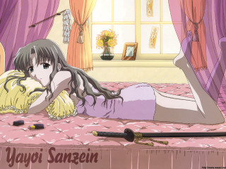 Woman lying bed knife key - a knife free wallpaper