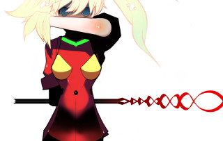 Yandere woman knife redyellow dress - lineart free wallpaper