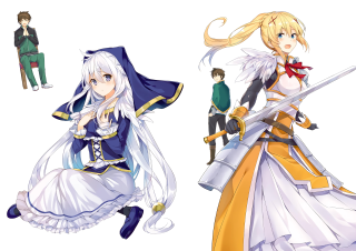 Anime couple costume man suit - a woman in a dress free wallpaper