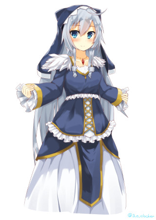 White haired blue dress blush - a white tail free wallpaper