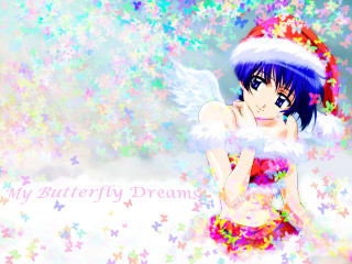 Girl santa hat star background - anime art free wallpaper