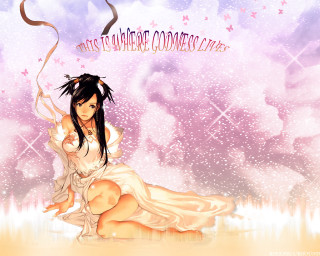 Woman white dress wand ribbon - a white dress holding free wallpaper
