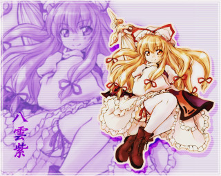 Anime girl blonde hair purple - a white background free wallpaper