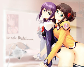 Anime girls hug mirror painting - fine free wallpaper