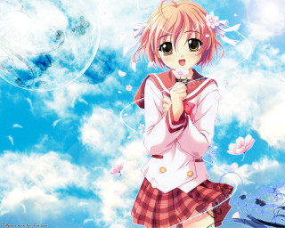 Girl sky flower uniform anime - a girl in a school uniform free wallpaper