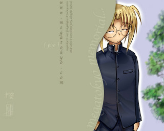 Cartoon bespectacled girl green background - glass free wallpaper