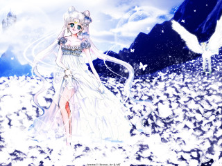 White dress bird snow anime - above her free wallpaper