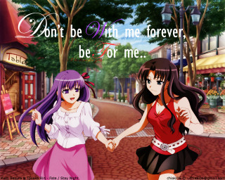 Anime girls street holding hands - me free wallpaper