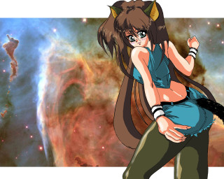 Woman blue top cat tail - a blue top free wallpaper