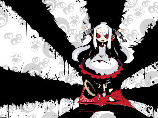 White hair red dress yandere - white hair free wallpaper