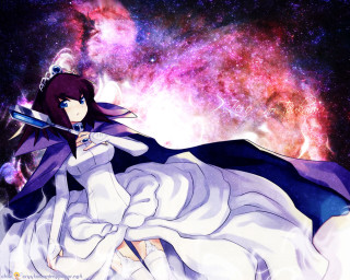 Galaxy woman white dress sword - a white dress holding free wallpaper