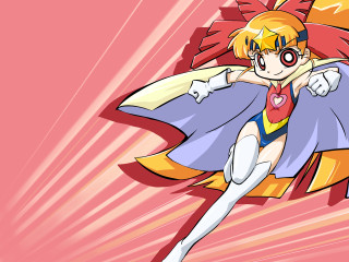 Cartoon flying heroine yayoi kasuma - her shoulder free wallpaper