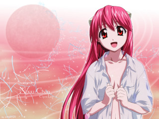 Pink hair red eyes girl 2 - red eye free wallpaper