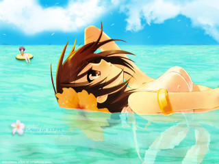 Cartoon girl surfboard ocean beach - a surfboard in the ocean free wallpaper