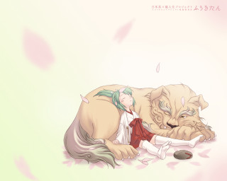 Cartoon girl fox eared hakama - a storybook illustration free wallpaper for desktop