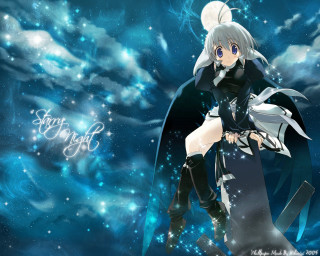 Anime angel sword cloud stars - happy free wallpaper for desktop