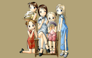Group people fan cake ukiyo - a plate free wallpaper