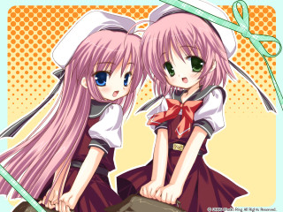 Pink haired anime girls rocks - scissors free wallpaper