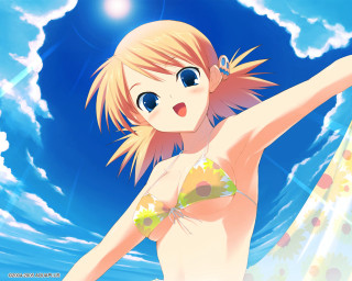 Woman bikini water outstretched arms - a blue sky in the background free wallpaper for desktop