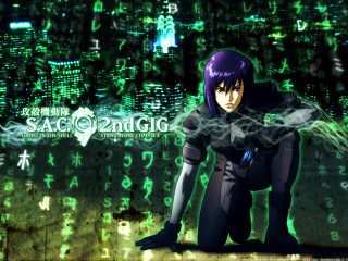 Anime cyberpunk cityscape glowing girl - a ledge in front free wallpaper