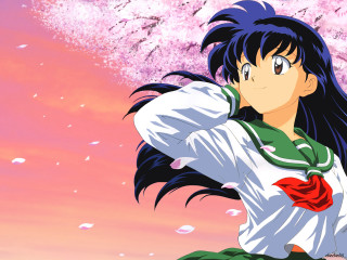 Woman blackhair whiteshirt greenpants anime - green pants free wallpaper