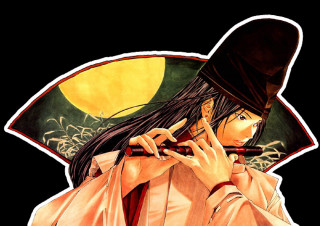 Woman hat flute blackhair moon - a flute free wallpaper