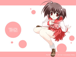 Girl red dress pink bubbles - her shoulder free wallpaper