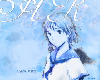 Blue hair girl angel wings - amano free wallpaper