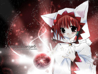 Red haired anime girl magic - a white coat free wallpaper