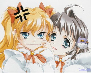 Anime catgirls alice bell blue - a picture together free wallpaper