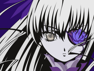 Anime girl white hair purple 3 - purple eye free wallpaper