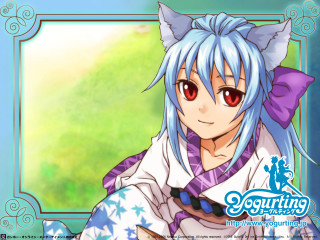 Blue hair cat ears portrait - blue hair and a cat ears free wallpaper