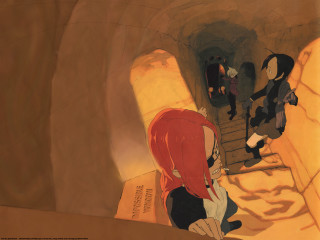 Woman stairs red shirt black - a cartoon of a woman free wallpaper