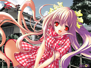 Girl longhair pinkdress wind sōsaku - sōsaku hanga free wallpaper