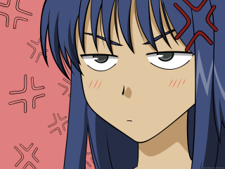 Blue hair girl angry autumn - her forehead free wallpaper