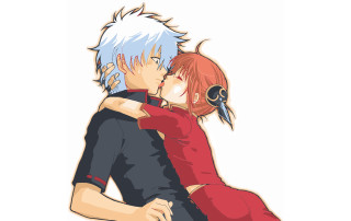 Anime couple hugging kiss chinese - their arm free wallpaper for desktop