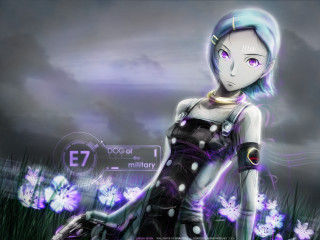 Futuristic girl flower field clock - cyberpunk art free wallpaper