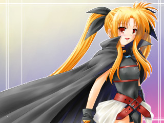 Anime blonde cape white dress - a black cape free wallpaper