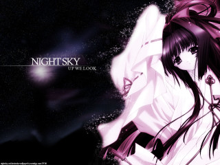 Girl longhair white dress night - night sky free wallpaper