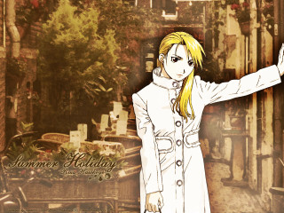 Woman white coat tree city - modern european ink painting free wallpaper