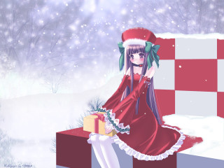 Woman red dress snow christmas - a red dress free wallpaper for desktop