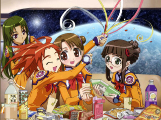 Girls table planet space art - a group of girls free wallpaper