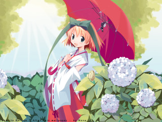 Girl umbrella garden flower hydrant - a bug free wallpaper
