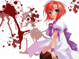 Red hair white dress blood - gapmoe yandere grimdark free wallpaper