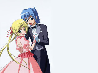 Blue haired blush girl and - a white background free wallpaper