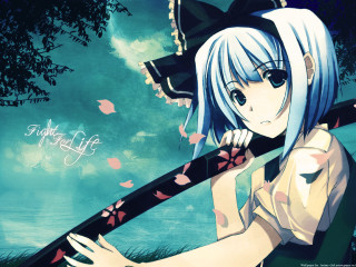 Anime girl blue hair umbrella - blue hair holding free wallpaper