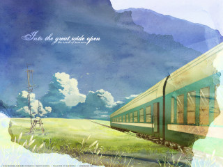 Train field windmill neo romanticism - aya goda free wallpaper for desktop