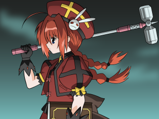 Woman red outfit sword hammer - hint of yayoi kasuma free wallpaper