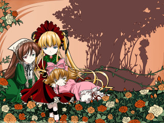 Anime girls flower field bouquet - a group of anime girls free wallpaper